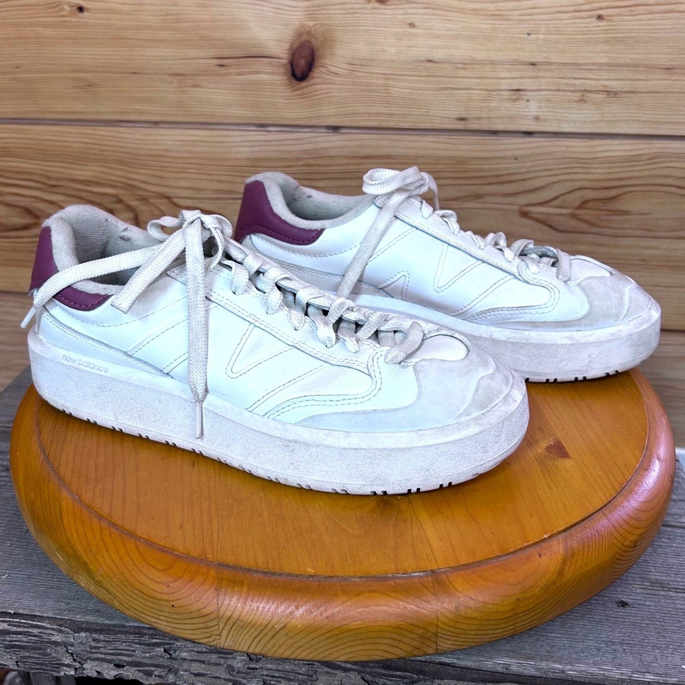 New Balance CT302 White Moonbeam Plum Platform Sneakers Mens 8.5 Womens 10